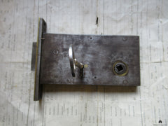 Victorian Cast Iron & Brass Mortise Door Lock & Key