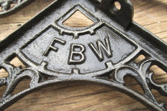 9 1/4" Art Nouveau High Level Cast Iron Toilet Cistern Brackets - FBW