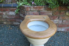 Antique High Level Beech Wood Open Toilet Seat