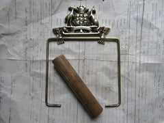 Solid Brass and Wood Antique Toilet Roll / Paper Holder - Commonwealth Australia