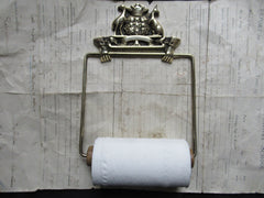 Solid Brass and Wood Antique Toilet Roll / Paper Holder - Commonwealth Australia