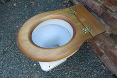 Antique High Level Wood & Brass Toilet Seat Professionally Restored