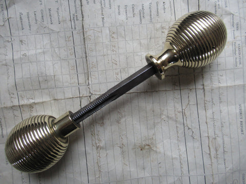 Pair Antique Brass Beehive Door Knobs