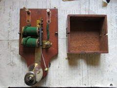 Restored Art Deco Wood & Brass Electric Conical Doorbell - 4.5-9 volts