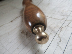 Antique Smooth Wood and Brass High Level Toilet Cistern Pull - Tactile