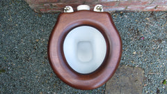 Antique High Level Mahogany Open Toilet Seat - Shaped Back
