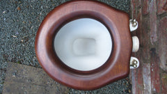 Antique High Level Mahogany Open Toilet Seat - Shaped Back
