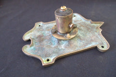 Large Ornate Antique Brass & China Electric Door Bell Push - 6"