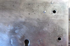 8" x 5" Gothic Cast Iron Door Rim Lock, Key & Keep - hand written