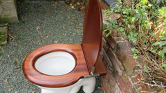 Antique Wooden High Level Toilet Seat with Lid - Mahogany