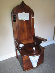 Ornate Antique Style Mahogany Semi High level Hand Painted Throne Toilet & Seat