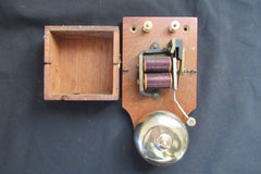 Restored Antique Wood & Brass Electric Doorbell - Brass Tacks 4-6v