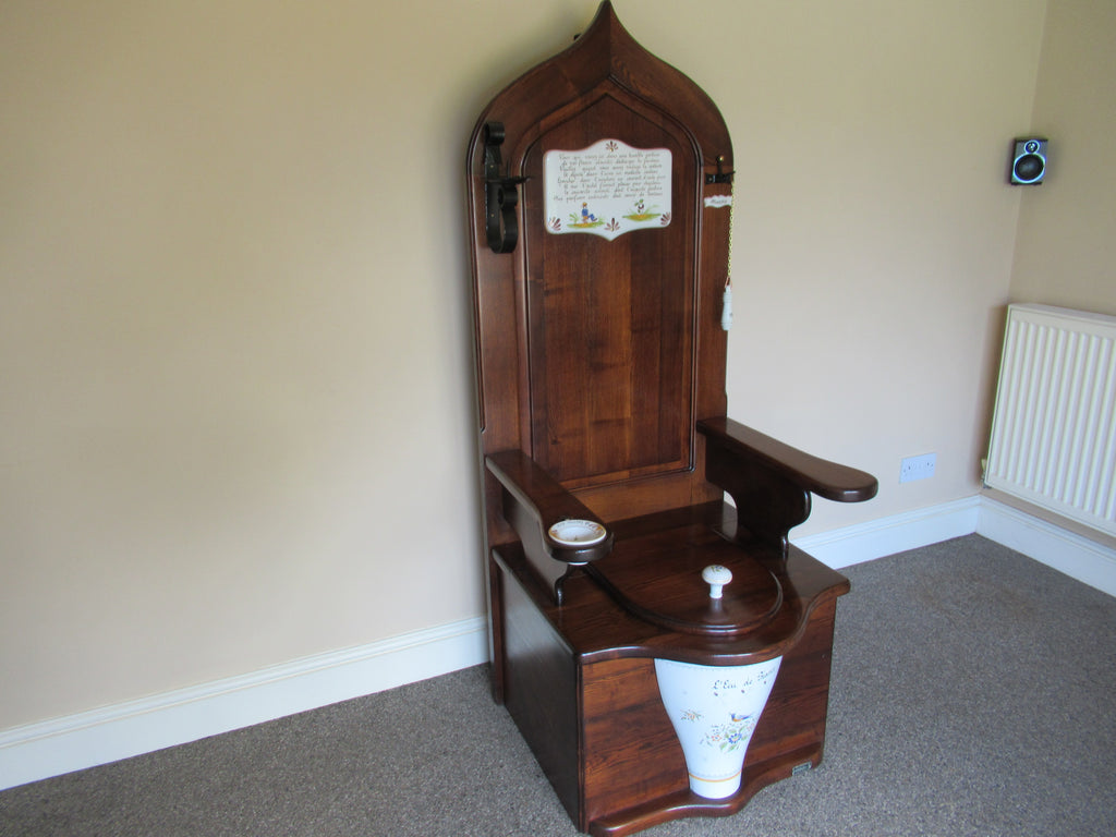 Ornate Antique Style Mahogany Semi High level Hand Painted Throne Toilet & Seat