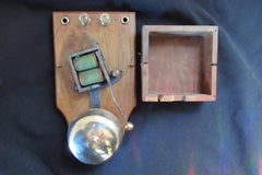 Large Restored Art Deco Wood & Brass Electric Doorbell - 4 - 6 volts