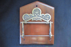 Solid Brass Toilet Roll / Paper Holder 'The Cameo" with Wood Plaque