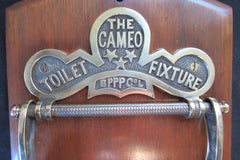 Solid Brass Toilet Roll / Paper Holder 'The Cameo" with Wood Plaque
