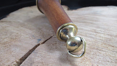 Large Antique Wood and Brass High Level Toilet Cistern Pull - Flared Bottom