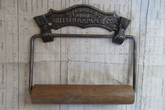 Cast Iron and Wood Antique Toilet Roll / Paper Holder - St Lukes London