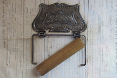 Cast Iron and Wood Antique Toilet Roll / Paper Holder - Arts & Craft 1907