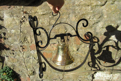 Large Cast Brass & Wrought Iron Wall Mounted Bell - Pub, School, Church...