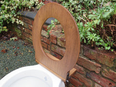 Antique High Level Wooden Toilet Seat - light and golden