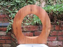 Antique High Level Wood Open Toilet Seat - Shaped Back