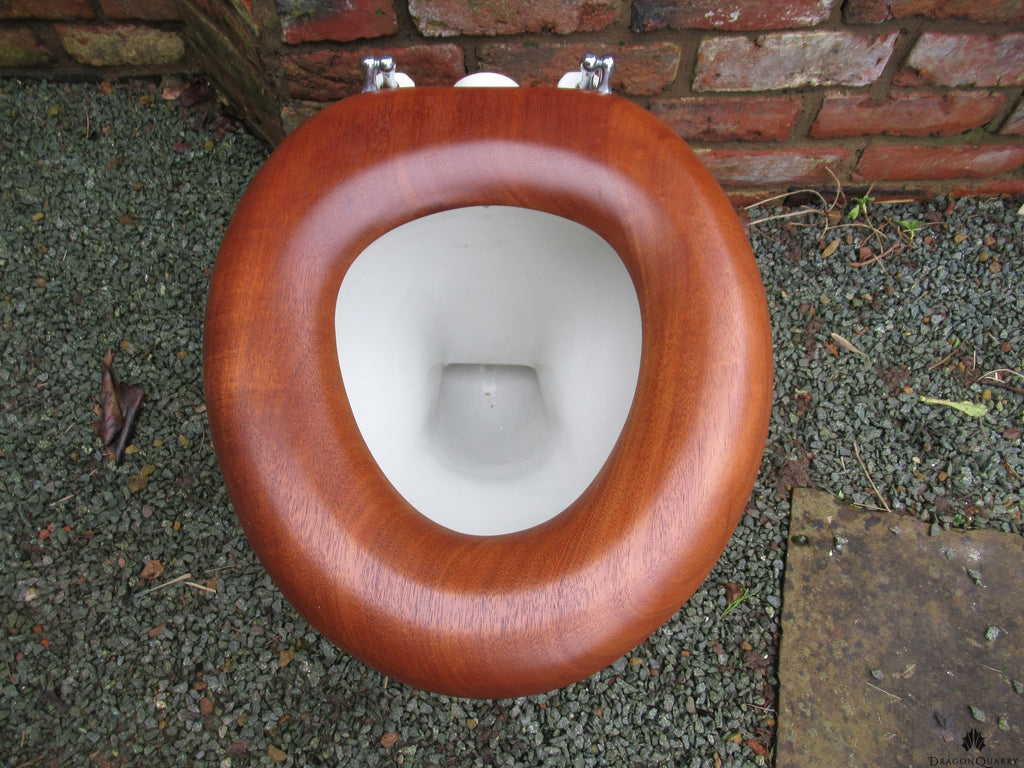 Art Deco High Level Mahogany & Chrome Toilet Seat