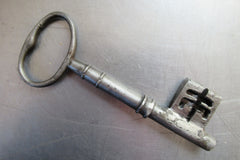 9" x 5 1/2" Victorian Cast Iron Door Rim Lock, Key & Keep - Deadlock