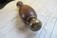 Large Antique Wood and Brass High Level Toilet Cistern Pull - Dark