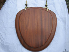 Antique High Level Mahogany & Brass Toilet Seat with Lid - Heart Brackets