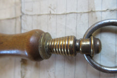 Antique Wood and Brass High Level Toilet Cistern Pull - Ribbed