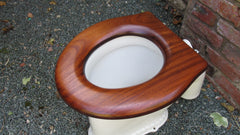 Antique High Level Mahogany Open Toilet Seat - Brass Screws