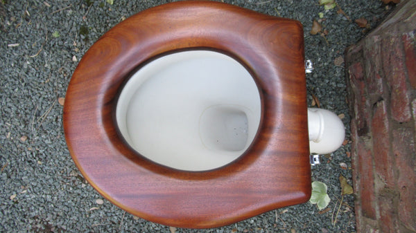 Antique High Level Mahogany Open Toilet Seat - Brass Screws ...