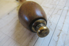 Antique Wood and Brass High Level Toilet Cistern Pull - Brass S Hook