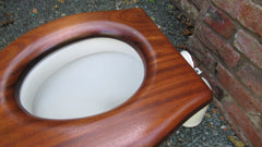 Antique High Level Mahogany Open Toilet Seat - Brass Screws