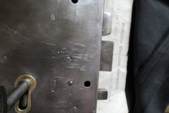 9 1/2" x 6 1/2" Victorian Cast Iron & Brass Door Rim Lock, Key & Keep