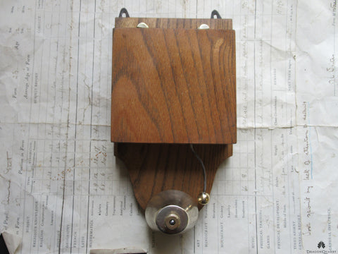 Restored Art Deco Wood & Brass Electric Conical Doorbell - 12 volts