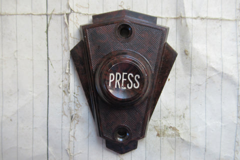 Vintage Art Deco Restored Bakelite Door Bell Push -Mottled