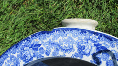 Victorian Blue and White Transfer Printed Thunderbox Toilet Bowl (1)