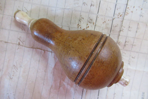 Antique Turned Wooden Electric Servants Bell