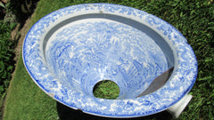 Victorian Blue and White Transfer Printed Thunderbox Toilet Bowl (2)