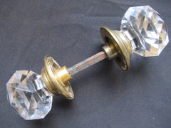 Pair Antique Cut Glass Door Knobs & Concealing Back Plates - Hart & Son Pitts London