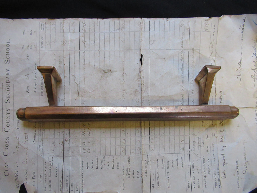 11.5" Art Deco Copper/Bronze Single Pull Door Handle