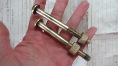 Pair Large Antique Brass Toilet Seat Fixing Nuts and Bolts