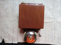 Substantial Restored Antique Wood & Silver Coloured Brass Electric Door Bell - 6-12 Volts