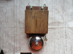 Art Deco Wood & Chromed Brass Electric Doorbell - 3 -6 volts
