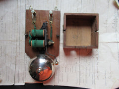 Art Deco Wood & Chromed Brass Electric Doorbell - 3 -6 volts