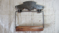 Cast Iron and Wood Antique Toilet Roll / Paper Holder - L.A Premier