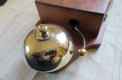 Art Deco Wood & Brass Electric Doorbell - 3 -6 volts