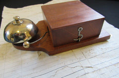 Art Deco Wood & Brass Electric Doorbell - 3 -6 volts